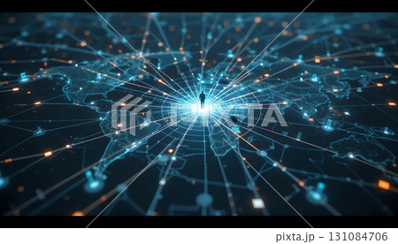 Global Network: A Man in a Digital Web of Connections 131084706