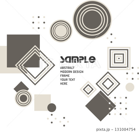 おしゃれでかっこいい抽象模様の装飾フレーム　文字スペース付きのベクターイラスト素材 ベージュ・茶色 131084754