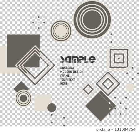 おしゃれでかっこいい抽象模様の装飾フレーム　文字スペース付きのベクターイラスト素材 ベージュ・茶色 131084754
