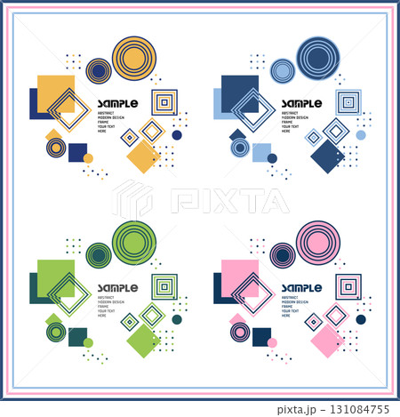 おしゃれでかっこいい抽象模様の装飾フレーム 文字スペース付きのベクターイラスト素材 カラフルセット おしゃれでかっこいい抽象模様の装飾フレーム 文字スペース付きのベクターイラスト素材 カラフルセット 131084755