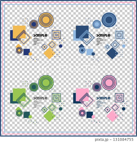 おしゃれでかっこいい抽象模様の装飾フレーム 文字スペース付きのベクターイラスト素材 カラフルセット おしゃれでかっこいい抽象模様の装飾フレーム 文字スペース付きのベクターイラスト素材 カラフルセット 131084755