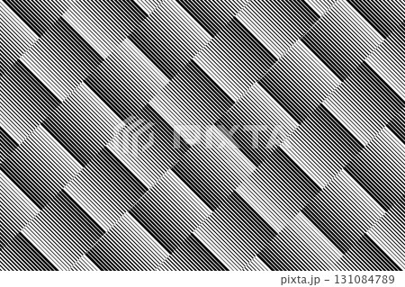 Stripes pattern in diagonal arrangement. Parallel lines background. Wallpaper with dynamic ripple effect. Abstract geometric faded print. Vector graphic illustration 131084789