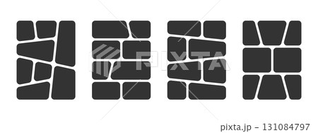 Comic page mockup set. Anime panels isolated on white background. Grids for storyboard or photo collage. Suitable for magazine, banner, poster or sketchbook. Vector graphic illustration 131084797