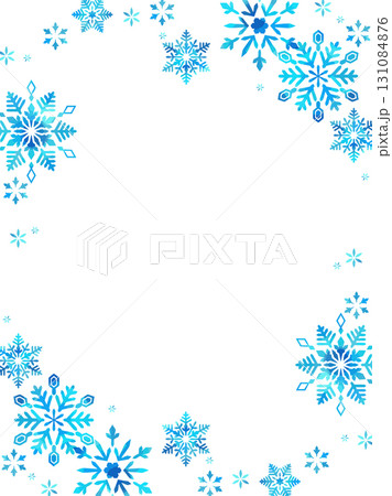 雪のイメージの縦フレーム型テンプレート 131084876