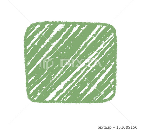 Green crayon sketch square frame texture forms a bold organic background. Diagonal stripe and border create a simple rectangle, ideal as graphic for text or modern card template. 131085150
