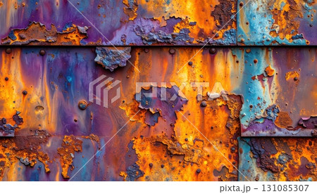《AI画像》錆びた鉄板 131085307