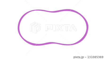 Groovy wavy rectangle outline frame doodle in purple with retro border element. Abstract shape and line create a y2k style background. Graphic accent for trendy creative projects. 131085369