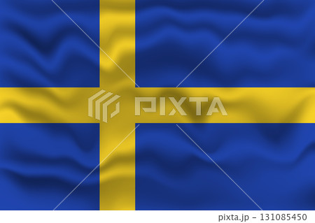 Waving Flag of Swedish with Textured Effect. 131085450