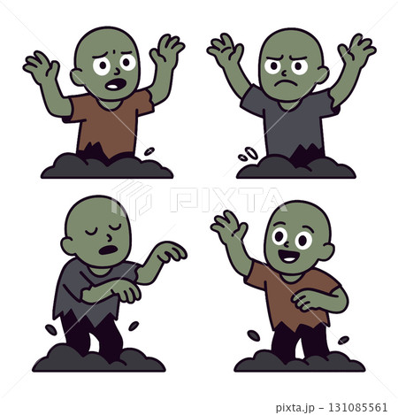 Zombie cartoon character rising from ground,...のイラスト素材 [131085561] - PIXTA