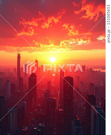 《AI画像》温暖化で霞む大都市の風景 《AI画像》温暖化で霞む大都市の風景 131085653