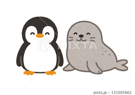 ペンギンとアザラシのイラストセット 131085662