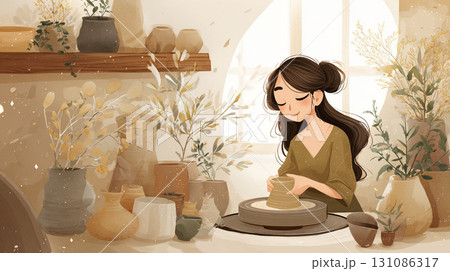 陶芸工房での制作 131086317