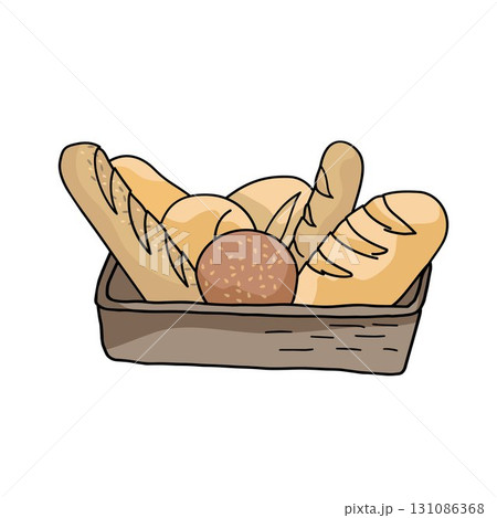 varios bread loaves in the basket varios bread loaves in the basket 131086368