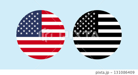 USA American Circular flag icons. Circle Button Icon of USA Flag. USA American Circular flag icons. Circle Button Icon of USA Flag. 131086409