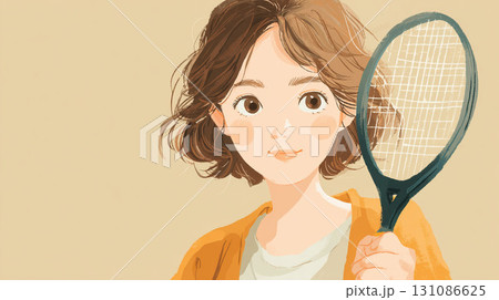 テニスラケットを持つ女性 テニスラケットを持つ女性 131086625