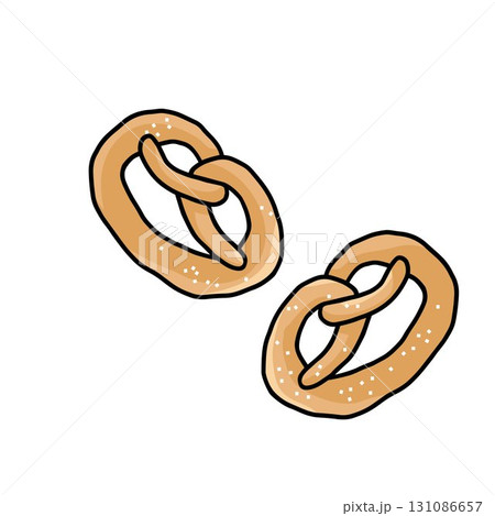 two pretzels on a white background color vector illustration two pretzels on a white background color vector illustration 131086657