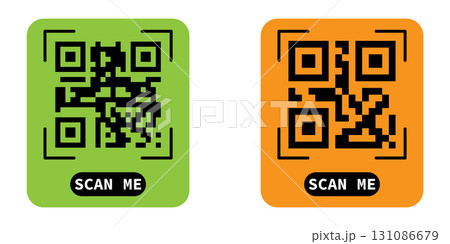 Two QR Codes Ready for Scanning on Green and...のイラスト素材 [131086679] - PIXTA
