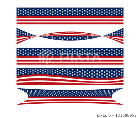 Stars and Stripes Patriotic American Flag Ribbon Design Elements for Celebrations. 131086958