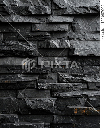 《AI画像》モダンでおしゃれな黒い石材の外壁 《AI画像》モダンでおしゃれな黒い石材の外壁 131087000