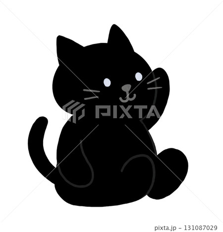 手を挙げる猫(ブラック) 131087029