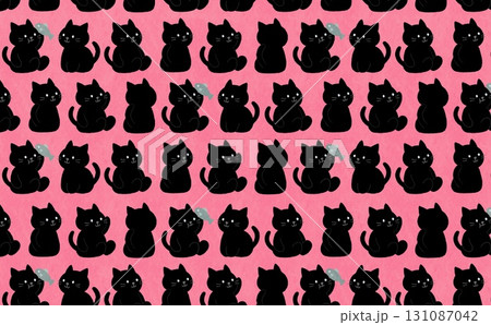 たくさんの猫のパターン(ブラック×ピンク) 131087042
