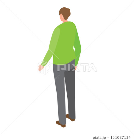 後ろ姿で歩く男性 131087134