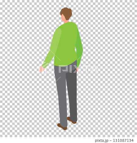 後ろ姿で歩く男性 131087134