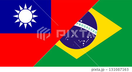 Taiwan vs Brazil National Flags Combined. Relationship and Economics between Taiwan and Brazil. Taiwan vs Brazil Flags Merged. Taiwan vs Brazil National Flags Combined. Relationship and Economics between Taiwan and Brazil. Taiwan vs Brazil Flags Merged. 131087163