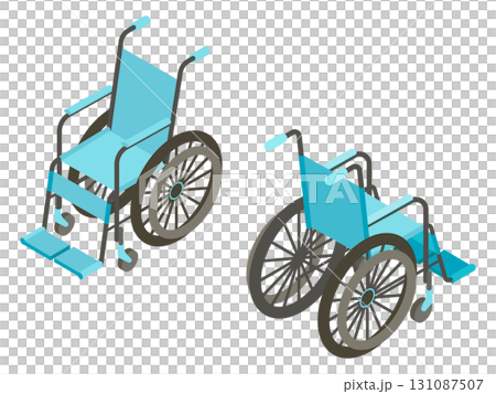 アイソメトリックの車椅子を前後から描いたイラスト 131087507