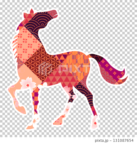 Horse New Year's card zodiac icon Horse New Year's card zodiac icon 131087654