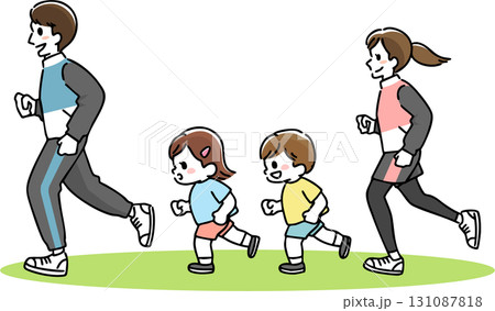 ランニングをする家族のイラスト 131087818