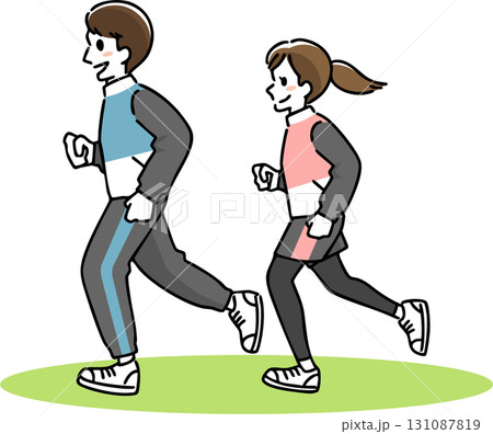 ジョギングする男女のイラスト 131087819