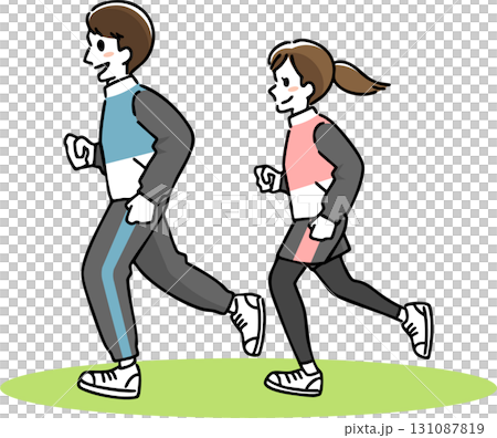 ジョギングする男女のイラスト 131087819