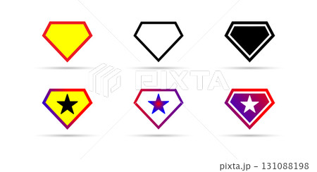 Set of Superhero Shield Icons with Stars in Different Color Variations. 131088198