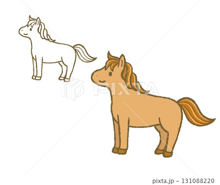 馬のイラスト 線画とカラーのセット 馬のイラスト 線画とカラーのセット 131088220