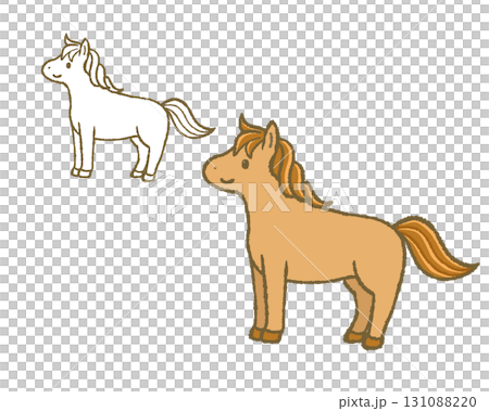 Horse illustrations: line and color set 131088220