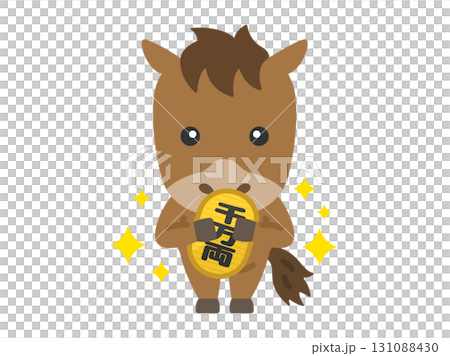 Illustration of a horse character holding a 10 million ryo gold coin | Year of the Horse material Illustration of a horse character holding a 10 million ryo gold coin | Year of the Horse material 131088430