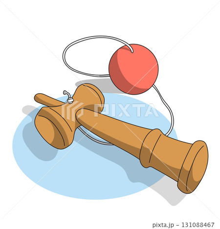 Japanese Kendama illustration vector hand drawn with black lines 131088467