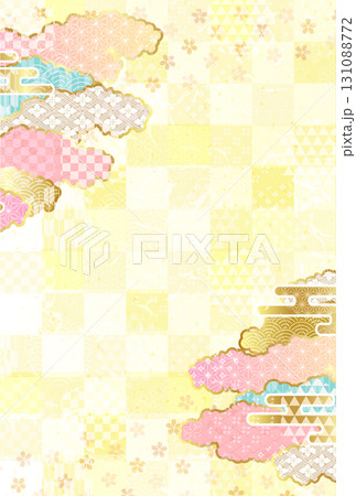 和柄 桜 年賀状 金 背景 和柄 桜 年賀状 金 背景 131088772