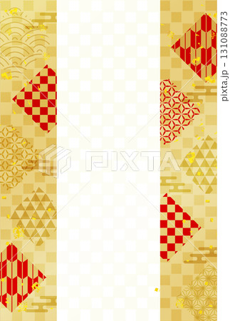 和柄　年賀状　金　背景	 131088773