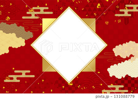 和柄　年賀状　金　背景	 131088779