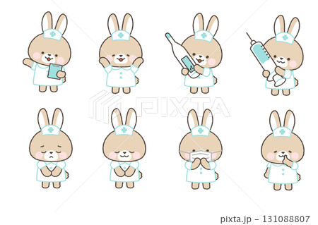 ベージュウサギの看護師 ポーズセット1 ベージュウサギの看護師 ポーズセット1 131088807