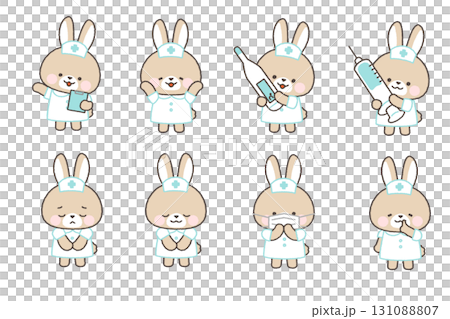 ベージュウサギの看護師 ポーズセット1 ベージュウサギの看護師 ポーズセット1 131088807