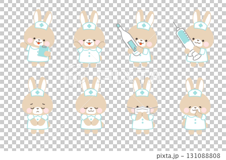 米色兔子護士姿勢套裝1無主線 131088808