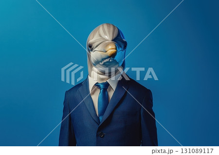 Dolphin in Suit with Navy Blue Tie Dolphin in Suit with Navy Blue Tie 131089117