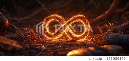 Glowing Infinity Symbol Made of Intertwined Roots Glowing Infinity Symbol Made of Intertwined Roots 131089161