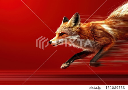 Vivid Red Fox in Motion on a Dynamic Backgroundのイラスト素材 [131089388] - PIXTA
