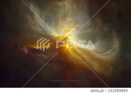 Golden Celestial Stream: Abstract Nebula Artwork 131089864