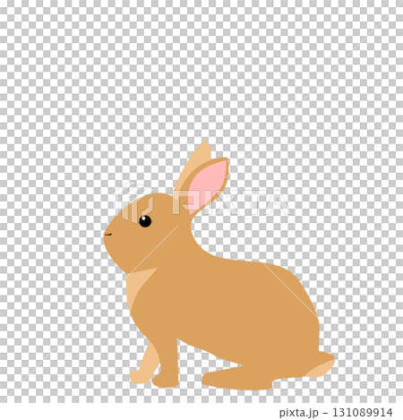 一隻棕色兔子側視的插圖 131089914
