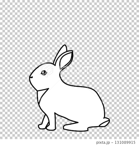 一隻側視的兔子的線條畫 131089915